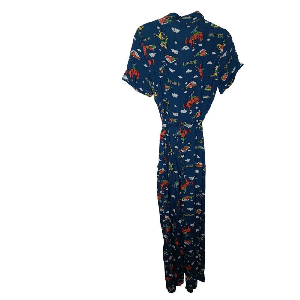 HVN Printed Crepe Rodeo Gia Jumpsuit SZ 6 - Picture 13 of 14